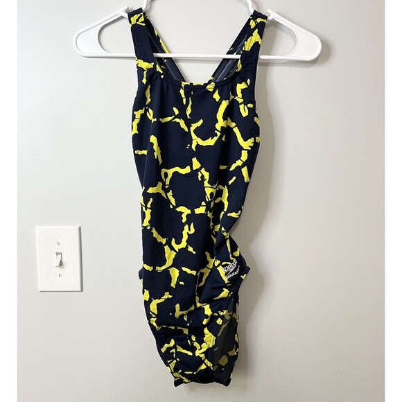 Speedo Size 6/32 Women's ENDURANCE Competitive Swimsuit Navy & Gold - Picture 1 of 5